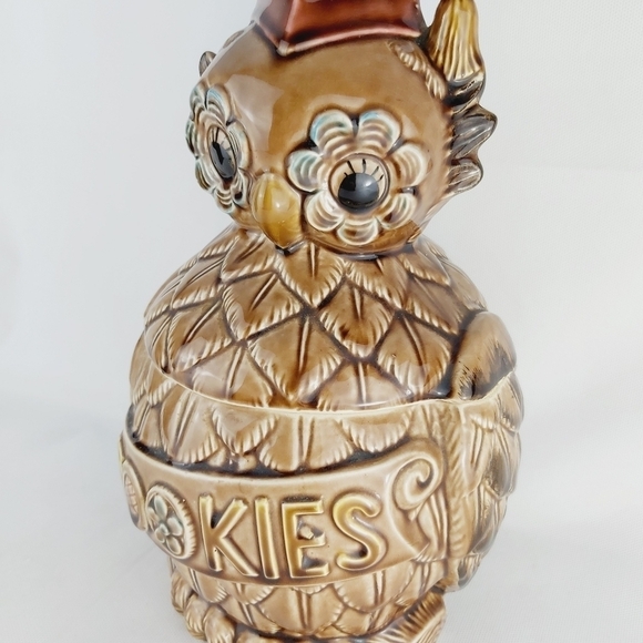 VINTAGE graduate student owl big cookies jar Made in Japan - Picture 2 of 9